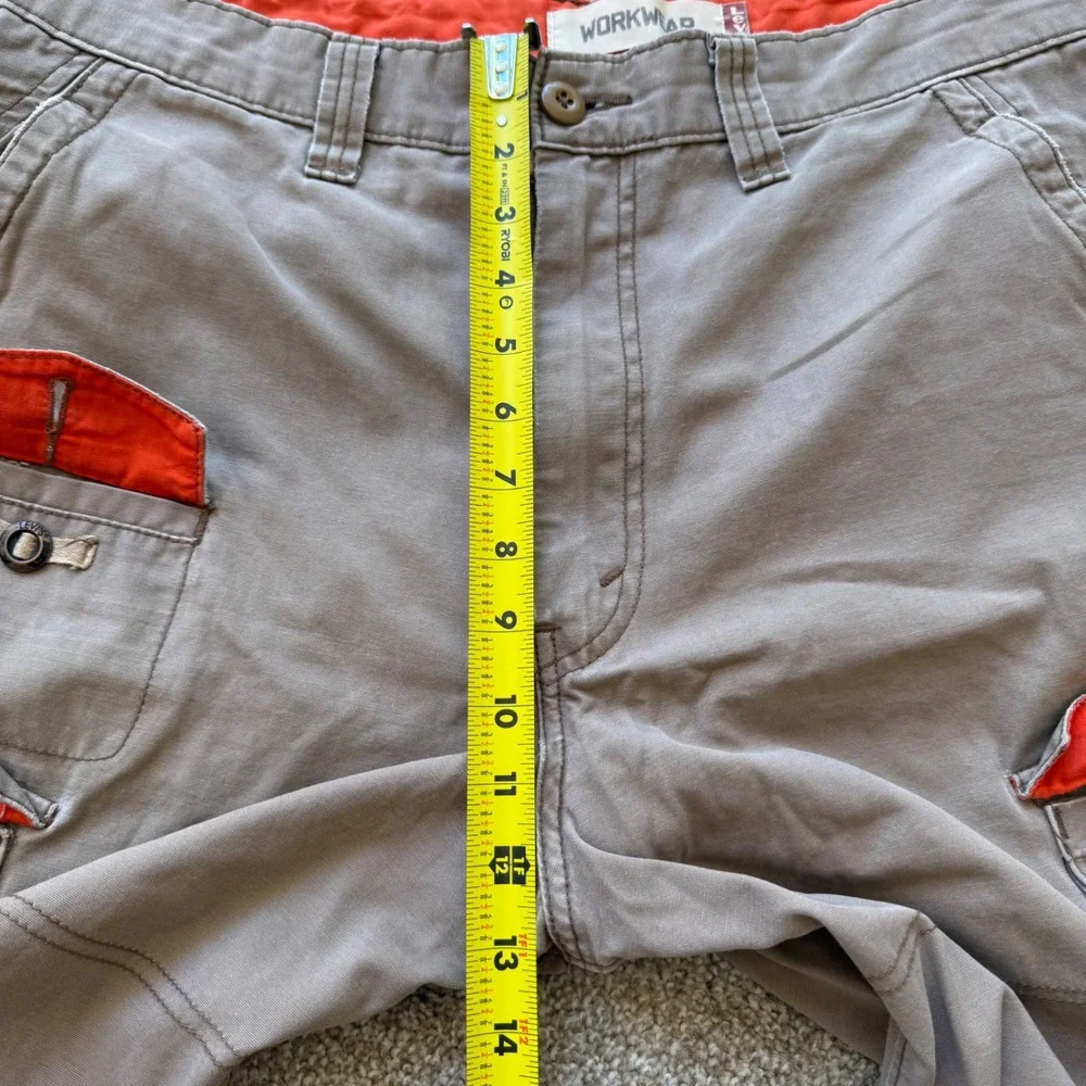 Levi's Cargo Shorts Mens W36 Tan Orange Workwear Raw Hem Utility vintage y2k